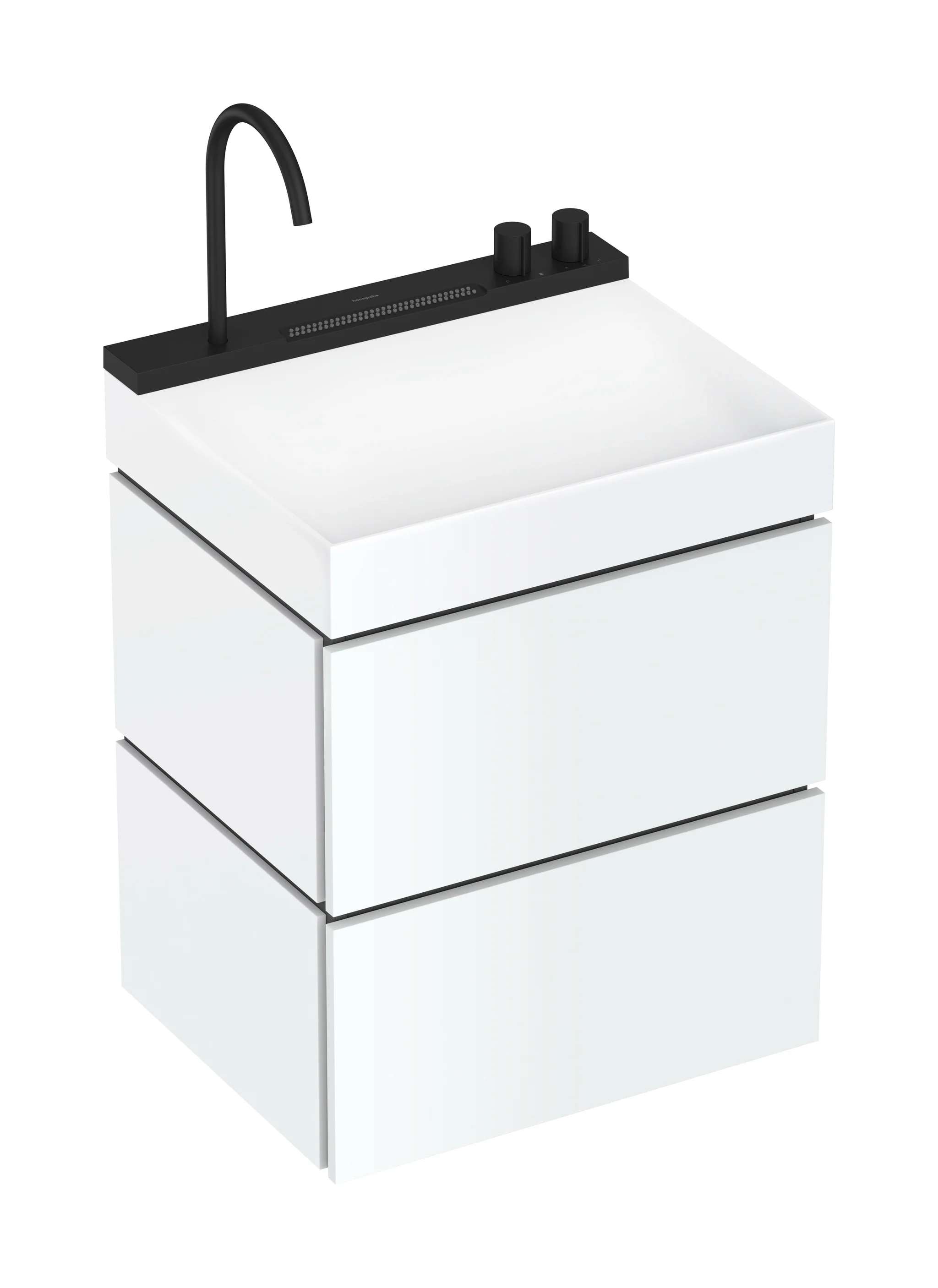 Hansgrohe Waschtischunterschrank Xilesa E, Mattweiß, 580 x 470 mm, 2 Schubkästen PushOpen, SoftClose, Wandmontage
