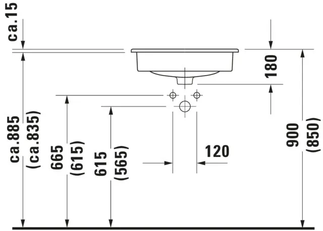 Einbauwaschtisch „D-Code“, Form rechteckig 54,5 × 43,5 cm Einbauwaschtisch „D-Code“, Form rechteckig 54,5 × 43,5 cm