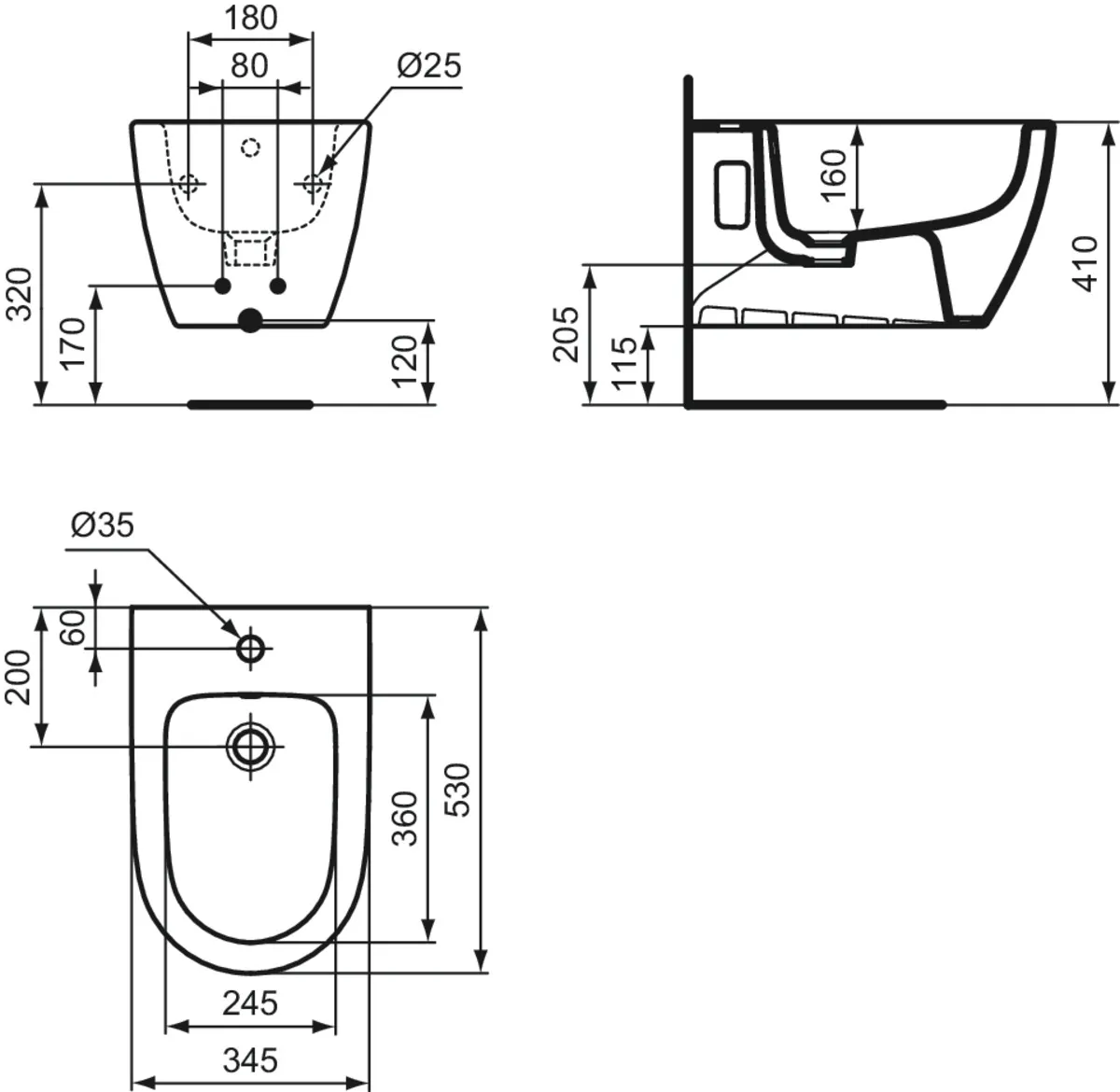 Ideal Standard Bidet „i.lifeO“, Befestigung verdeckt Ideal Standard Bidet „i.lifeO“, Befestigung verdeckt