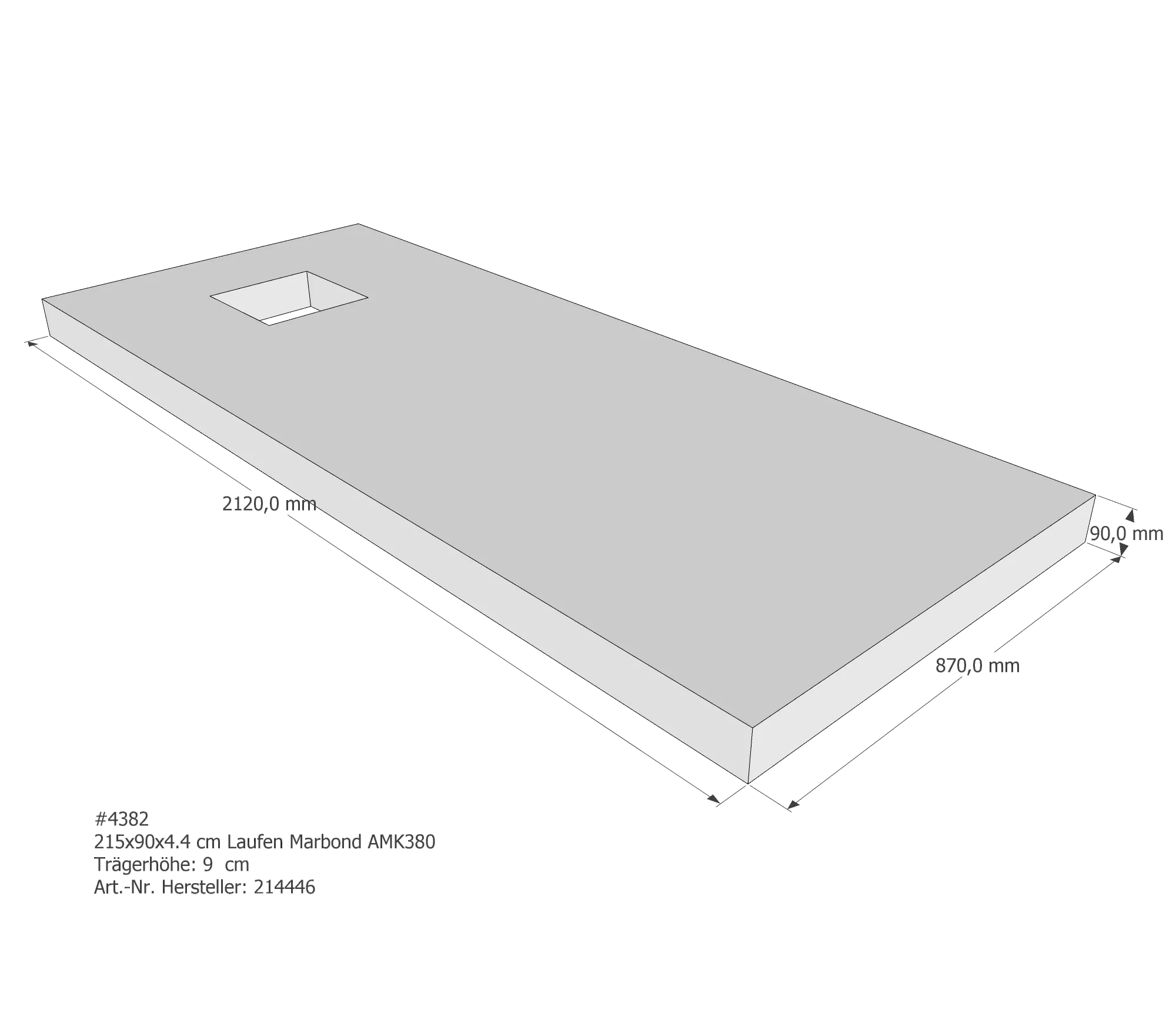 Duschwannenträger für Laufen Solutions 215 × 90 × 4,4 cm