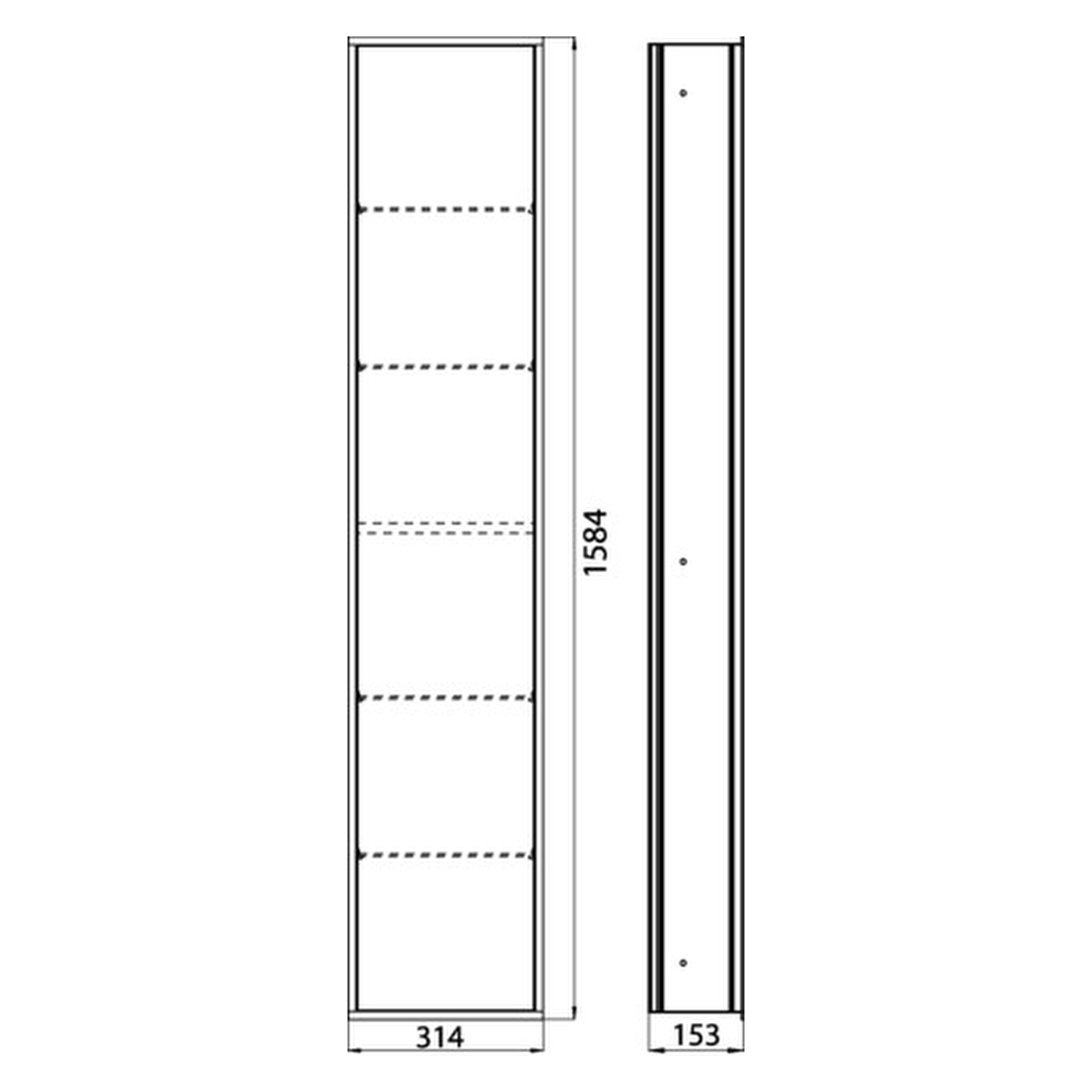 emco Schrank-Modul „asis module 300“ 31,4 × 158,4 × 15,3 cm in aluminium (silber, matt) / Spiegel