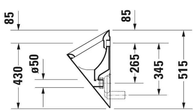 Urinal Starck 1, Zu- und Ablauf verdeckt absaugend, ohne Deckel, ohne Fliege, weiß