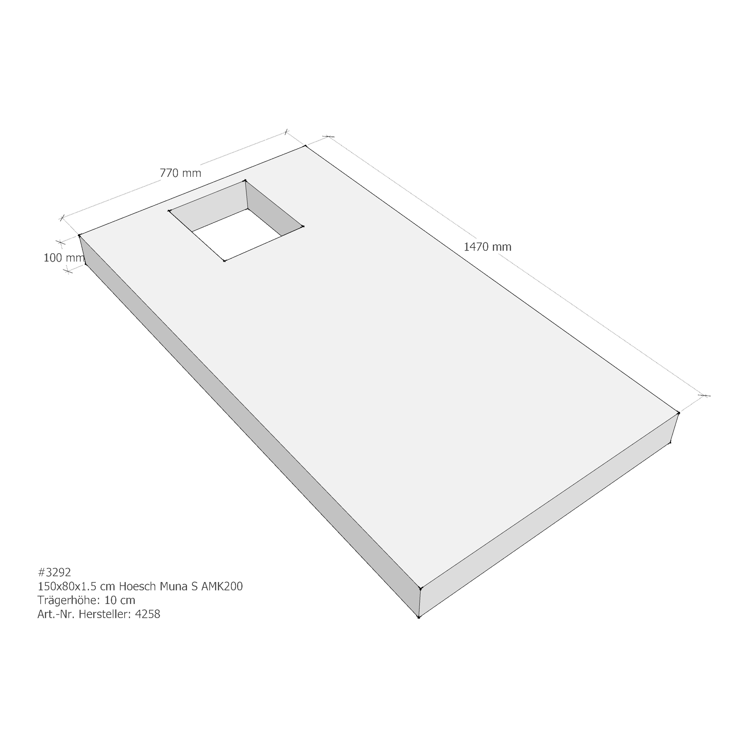 Duschwannenträger für Hoesch Muna S 150 × 80 × 1,5 cm