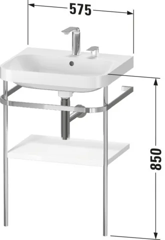 Duravit Waschtischunterschrank c-shaped Set mit Metallkonsole „Happy D.2 Plus“ 57,5 × 85 × 49 cm in Weiß Hochglanz