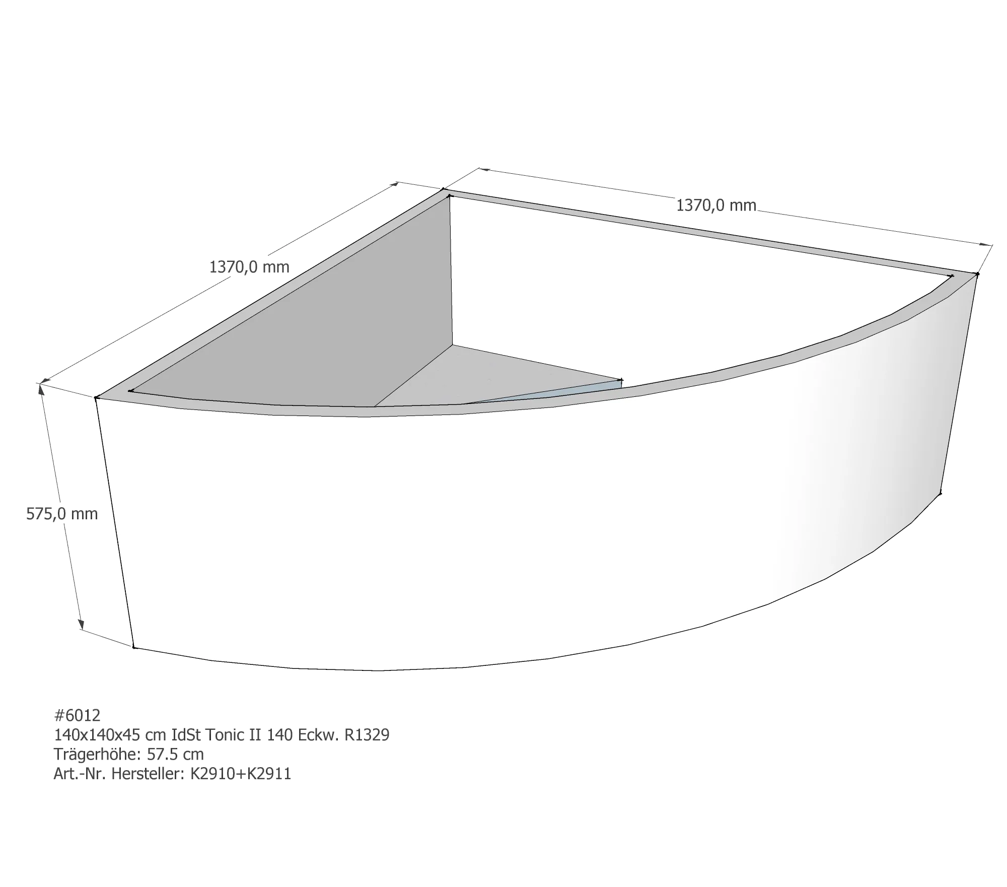 Badewannenträger passend für Ideal Standard Tonic II 140 140 × 140 × 45 cm