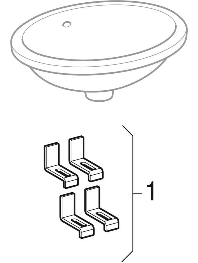 Unterbauwaschtisch „Variform“, rechteckig 53 × 44 cm