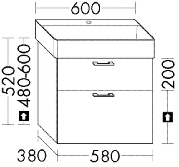 Burgbad Waschtischunterschrank Sys30, 1 Schublade oben, 2 Auszüge, 380x580x520 mm, inkl. Raumsparsiphon Burgbad Waschtischunterschrank Sys30, 1 Schublade oben, 2 Auszüge, 380x580x520 mm, inkl. Raumsparsiphon