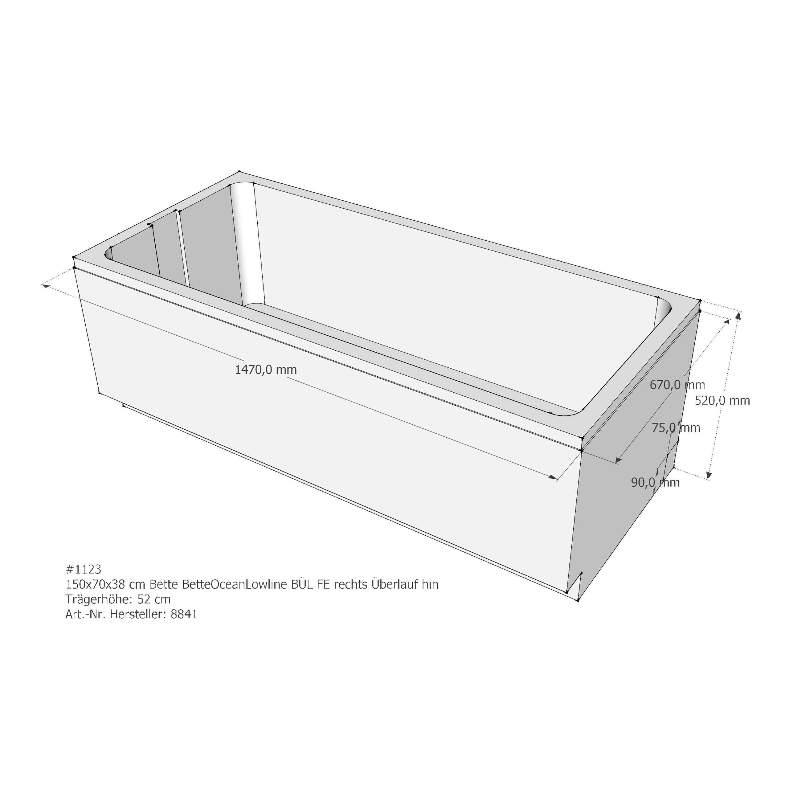 Badewannenträger für Bette Ocean Lowline 150 × 70 × 38 cm Badewannenträger für Bette Ocean Lowline 150 × 70 × 38 cm