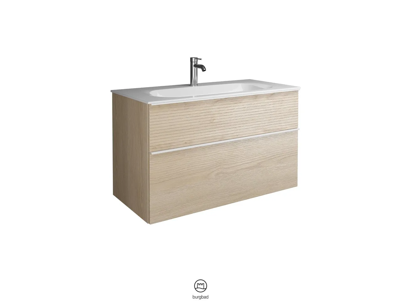 burgbad Badmöbelset „Fiumo“ Griff, Chrom (230 mm), in Veloursgrau Softmatt