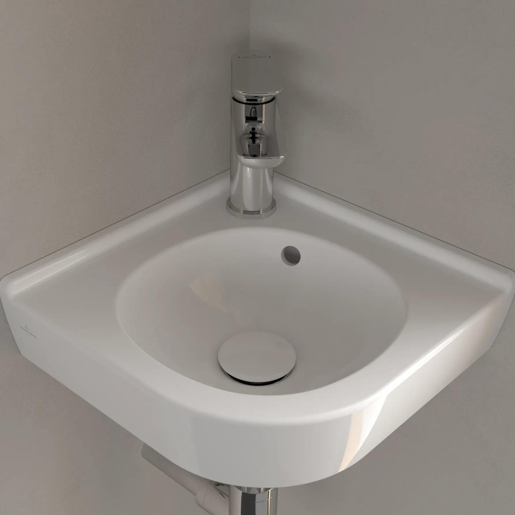 Villeroy & Boch Eck-Handwaschbecken „O.novo“ 400 × 320 × 145 mm, für Becken mittig, mit Hahnlochbohrung, Hahnlochposition mittig in Weiß Alpin Villeroy & Boch Eck-Handwaschbecken „O.novo“ 400 × 320 × 145 mm, für Becken mittig, mit Hahnlochbohrung, Hahnlochposition mittig in Weiß Alpin