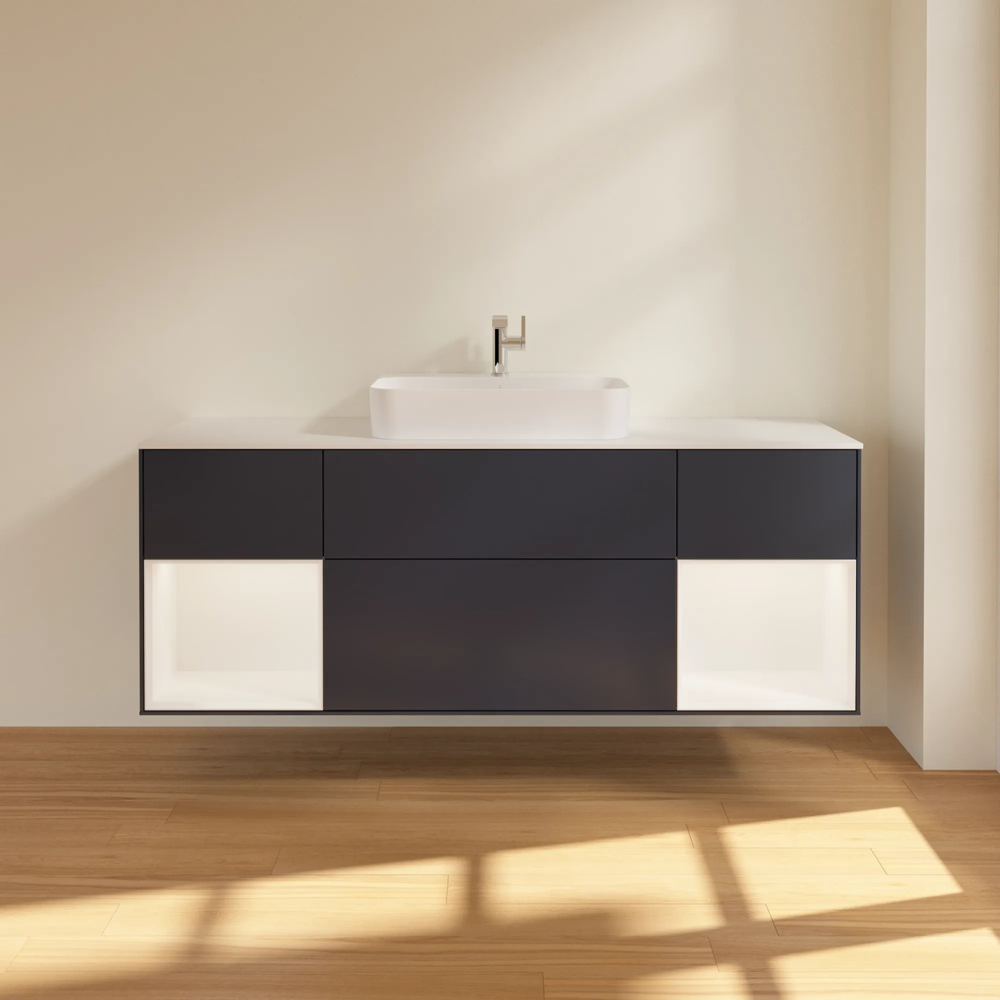 Villeroy & Boch Waschtischunterschrank „Finion“ für Schrankwaschtisch 1600 × 603 × 501 mm Midnight Blue Matt Lacquer, für Becken mittig