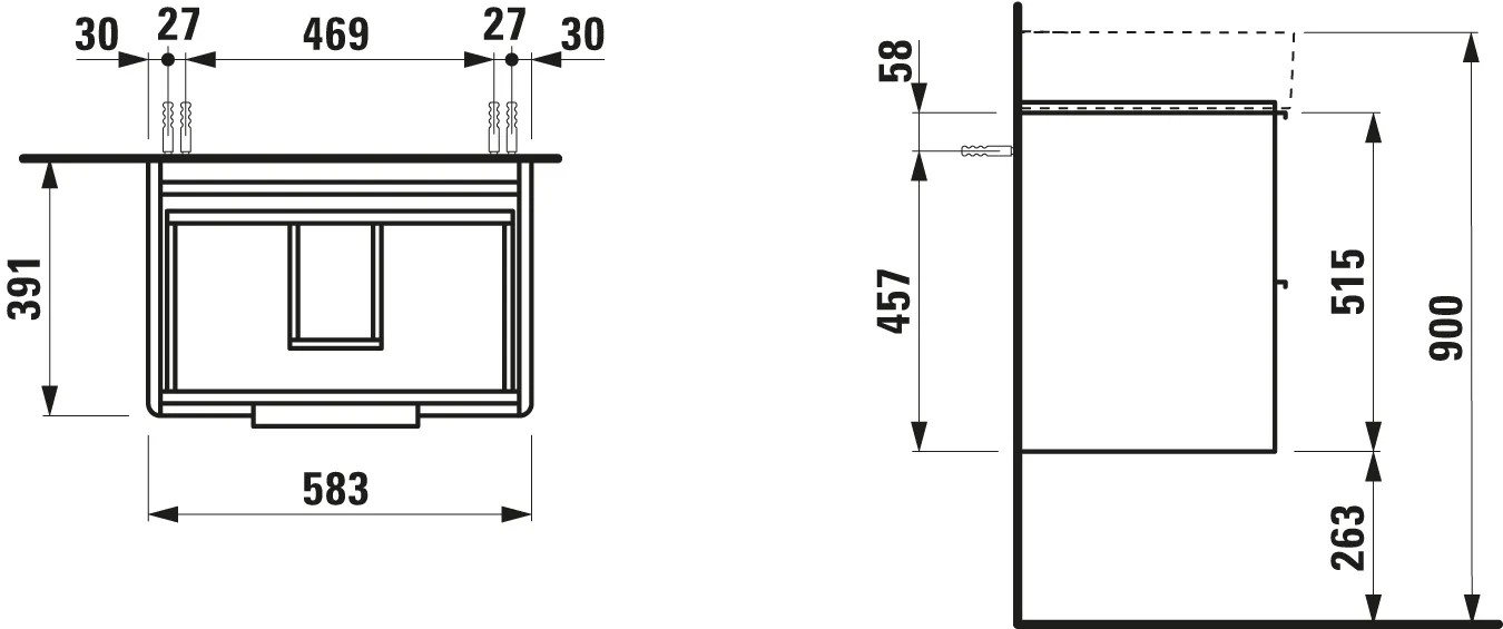 Waschtischunterbau BASE für VAL 391x583x515 2 Schubladen mit Griff aluminium eloxiert für Waschtisch H810283 weiß matt Waschtischunterbau BASE für VAL 391x583x515 2 Schubladen mit Griff aluminium eloxiert für Waschtisch H810283 weiß matt