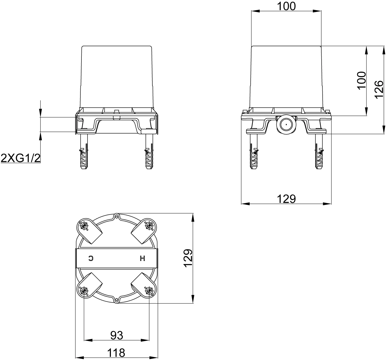 Villeroy & Boch Universal Taps & Fittings TVC000465000 Bodenbefestigung für Badewannenarmatur