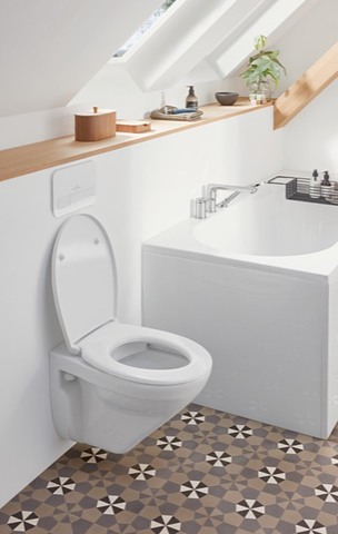 Tiefspül-WC spülrandlos O.novo 5660R0, 360 x 560 x 340 mm, Oval, wandhängend, Abgang waagerecht, Weiß Alpin