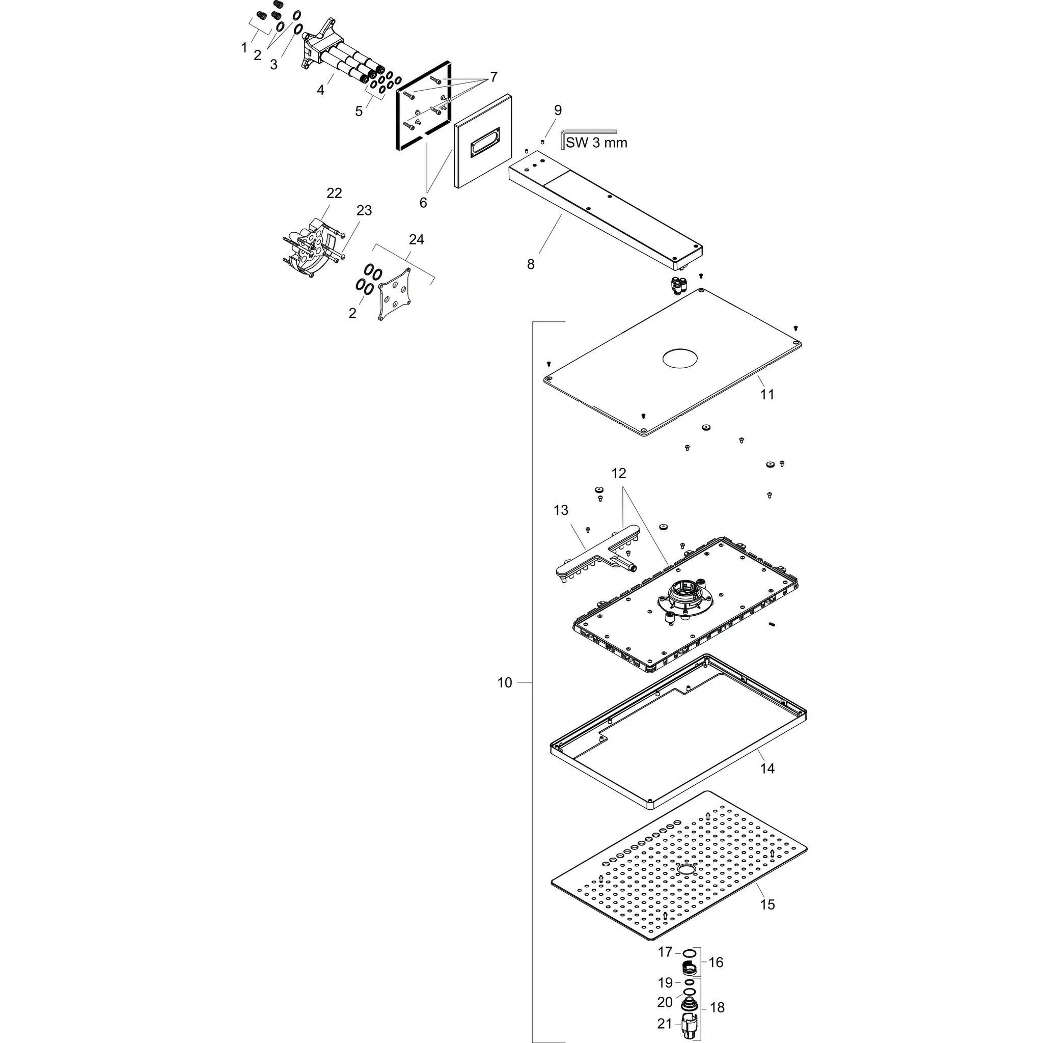 Kopfbrause Rainmaker Select 460 3jet weiss/chrom mit Brausearm 450mm Kopfbrause Rainmaker Select 460 3jet weiss/chrom mit Brausearm 450mm