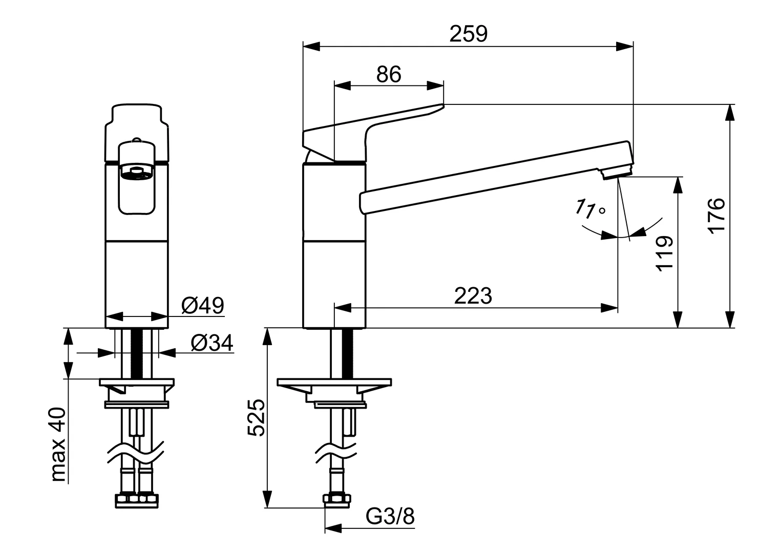 HansaBASIC Küchenarmatur EHM 5548, Ausladung 223 mm, DN15, Chrom HansaBASIC Küchenarmatur EHM 5548, Ausladung 223 mm, DN15, Chrom