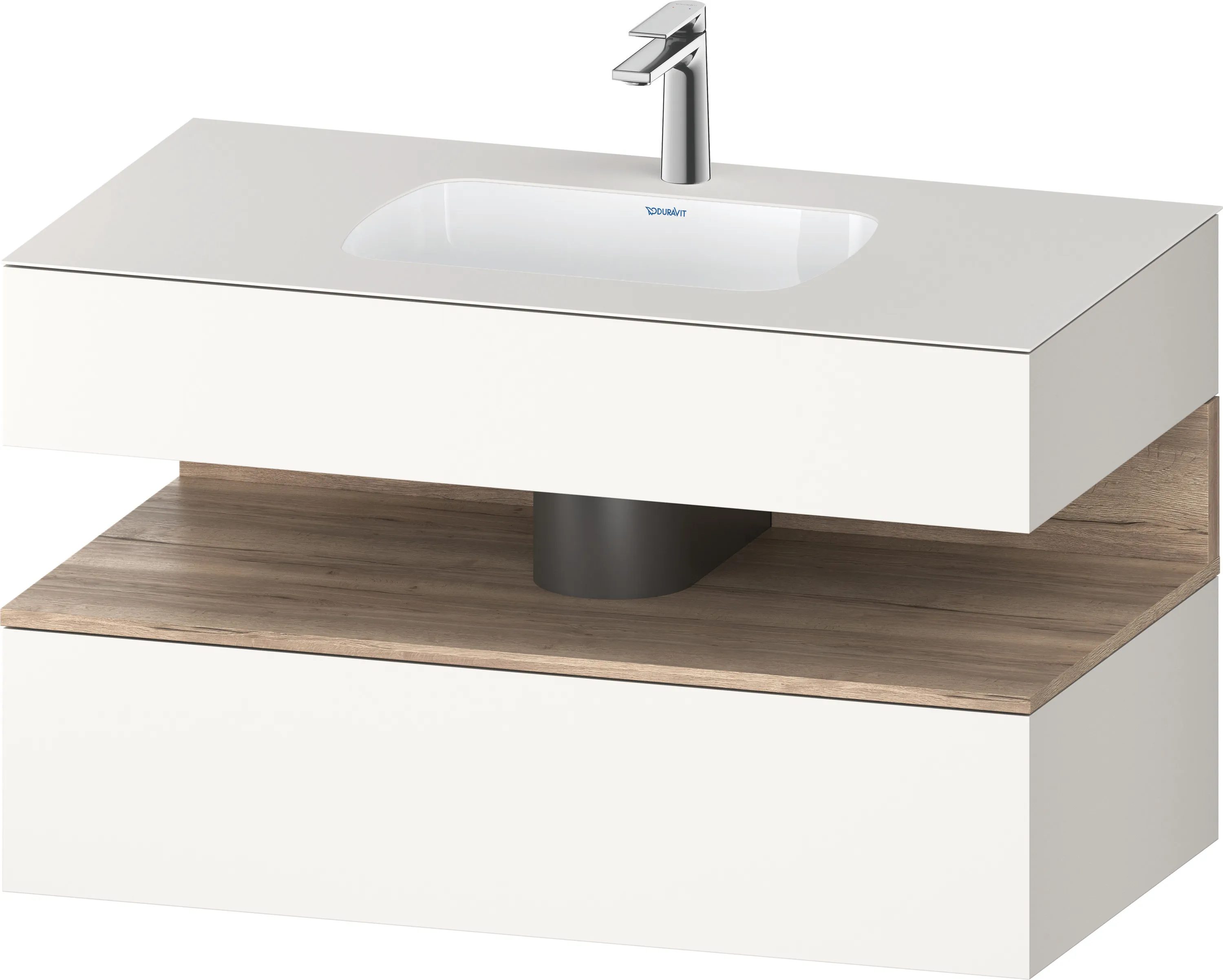 Einbauwaschtisch mit Konsolenwaschtischunterbau „Qatego“ 100 × 55 × 60 cm, mit Beleuchtung Einbauwaschtisch mit Konsolenwaschtischunterbau „Qatego“ 100 × 55 × 60 cm, mit Beleuchtung