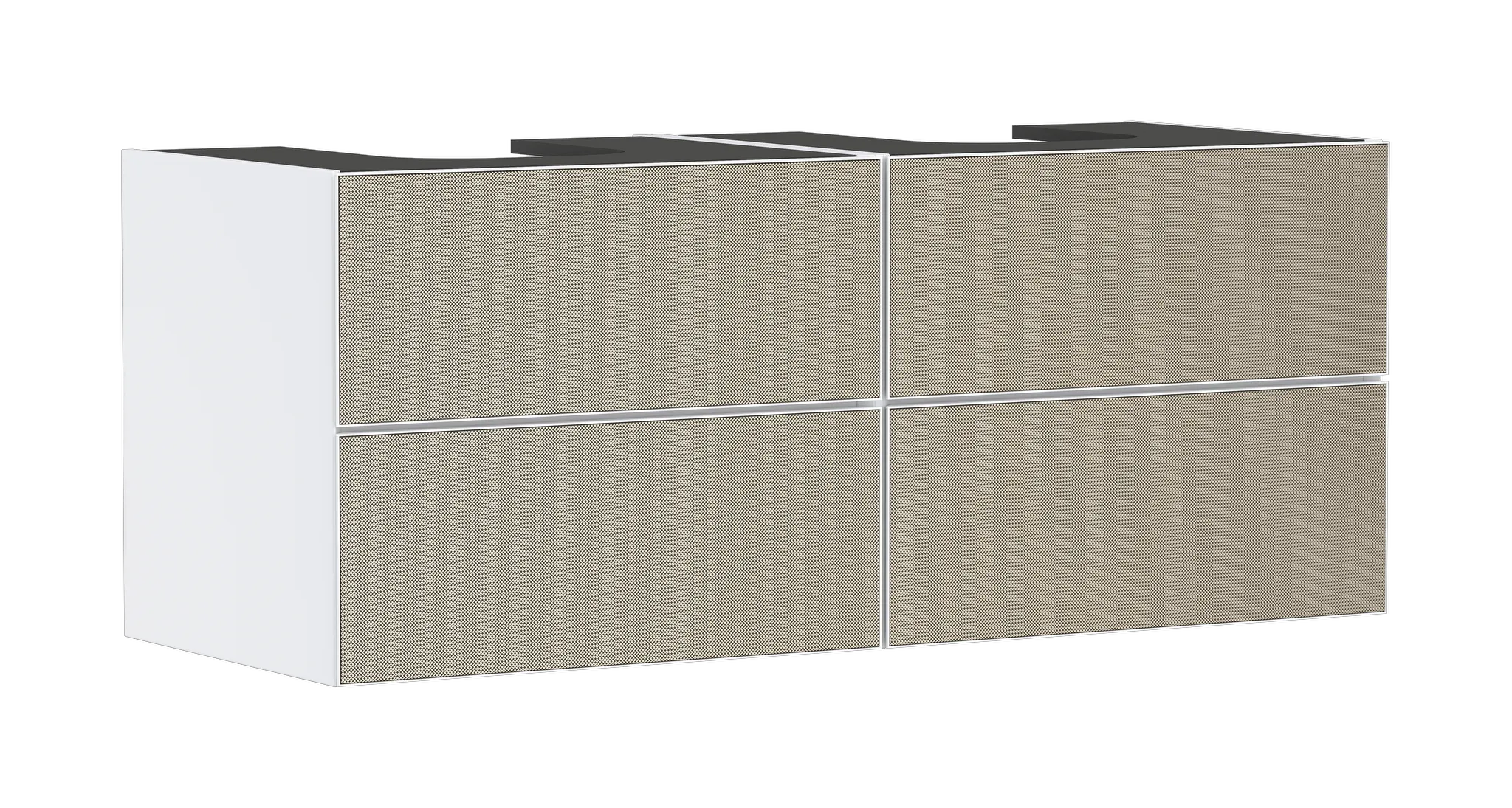 Hansgrohe Xevolos E Waschtischunterschrank Mattweiß 1370⁄550 mit 4 Schubkästen, Oberfläche Front: Bronze Struktur