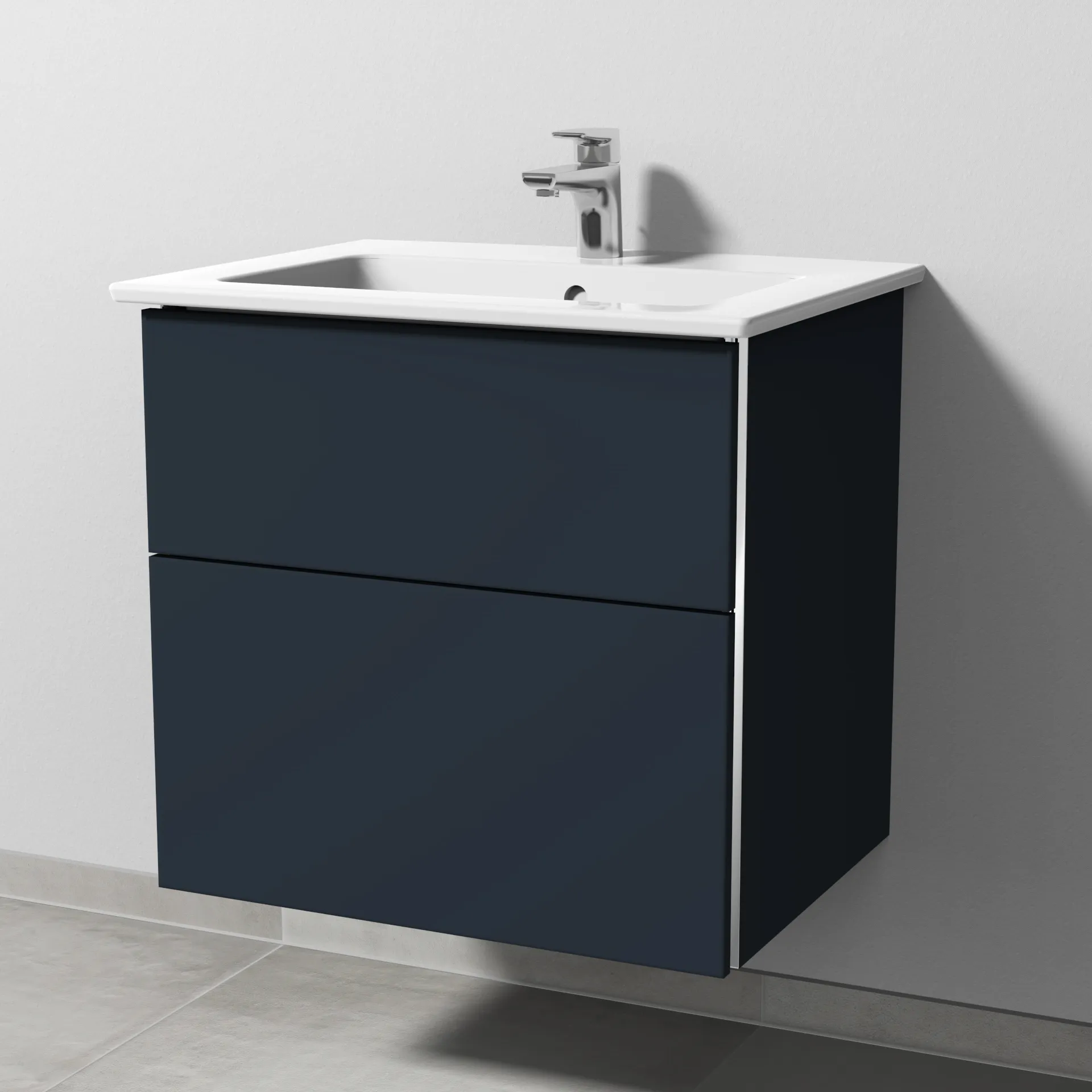 Sanipa Waschtischunterschrank „3way“ 605 × 591 × 477 mm in Marine (matt), Becken mittig