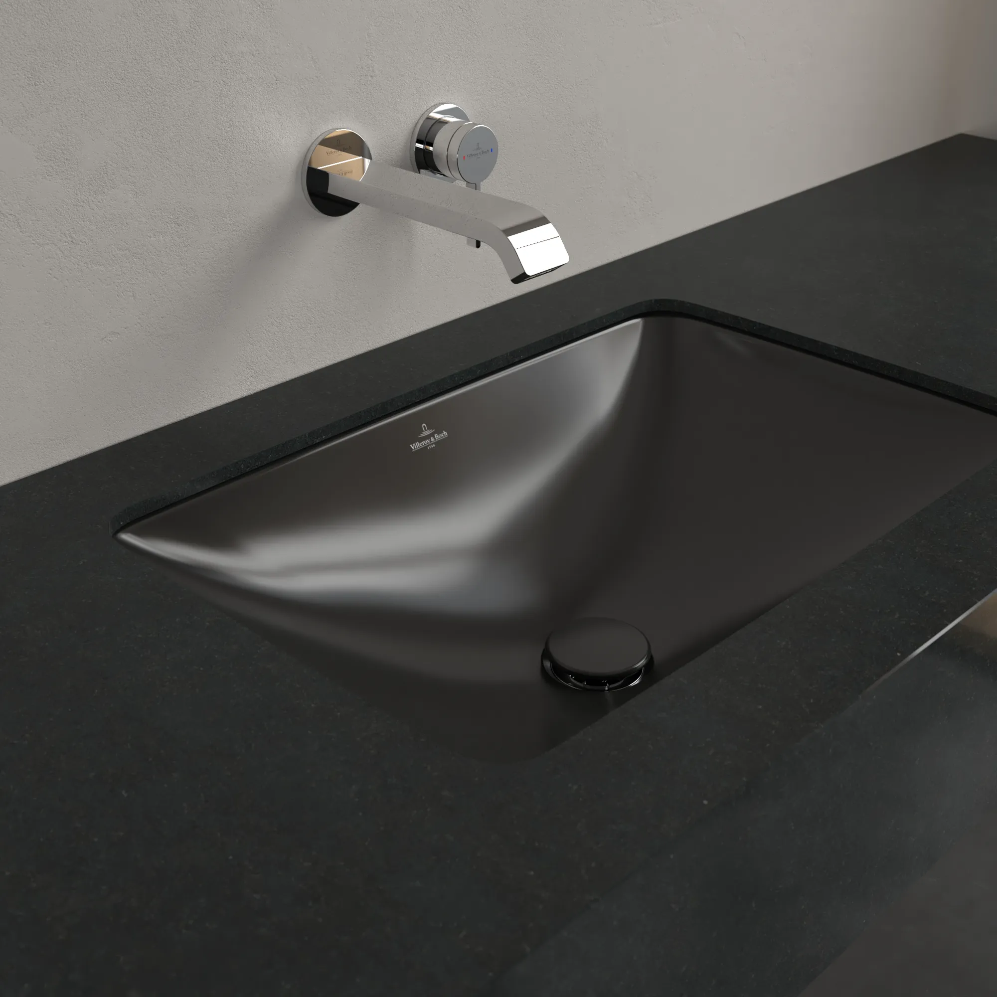 Villeroy & Boch Unterbauwaschtisch aus TitanCeram „Loop & Friends“ 600 × 405 × 185 mm, ohne Hahnlochbohrung in Pure Black Villeroy & Boch Unterbauwaschtisch aus TitanCeram „Loop & Friends“ 600 × 405 × 185 mm, ohne Hahnlochbohrung in Pure Black