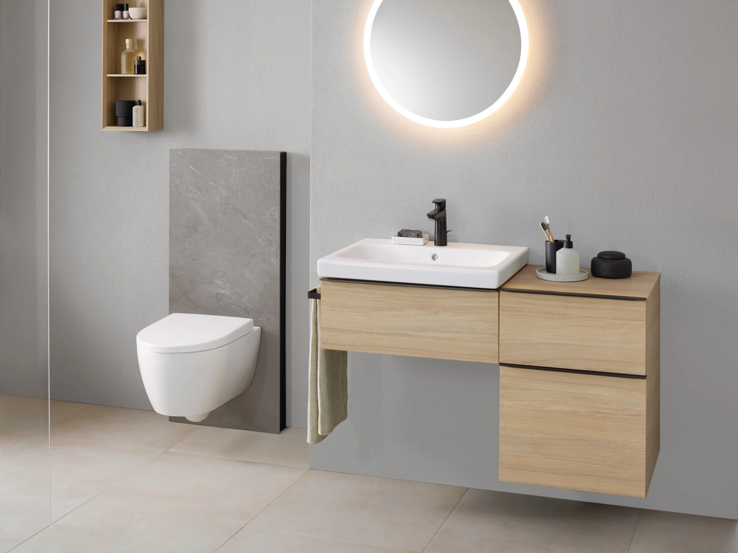 Monolith Plus Sanitärmodul für Wand-WC, 114 cm, Frontverkleidung aus Steinzeug: Steinzeug Schieferoptik, Aluminium schwarzchrom Monolith Plus Sanitärmodul für Wand-WC, 114 cm, Frontverkleidung aus Steinzeug: Steinzeug Schieferoptik, Aluminium schwarzchrom