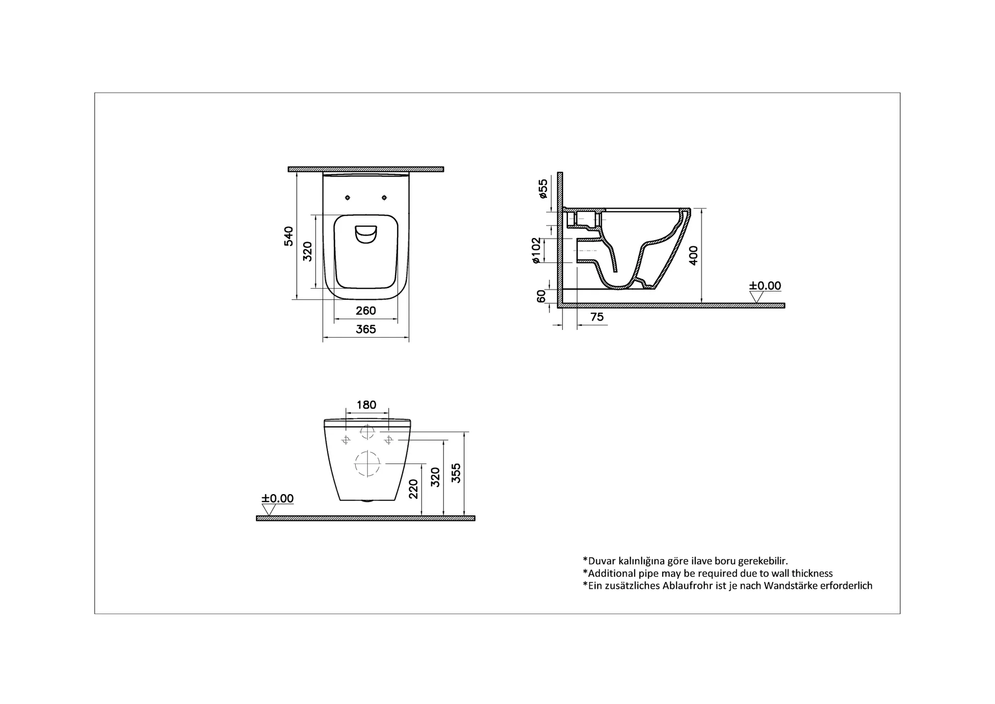 VitrA Integra Square Wand-WC Flush 2.0 37 x 54 cm ohne Spülrand Weiß Hochglanz VitrA Integra Square Wand-WC Flush 2.0 37 x 54 cm ohne Spülrand Weiß Hochglanz
