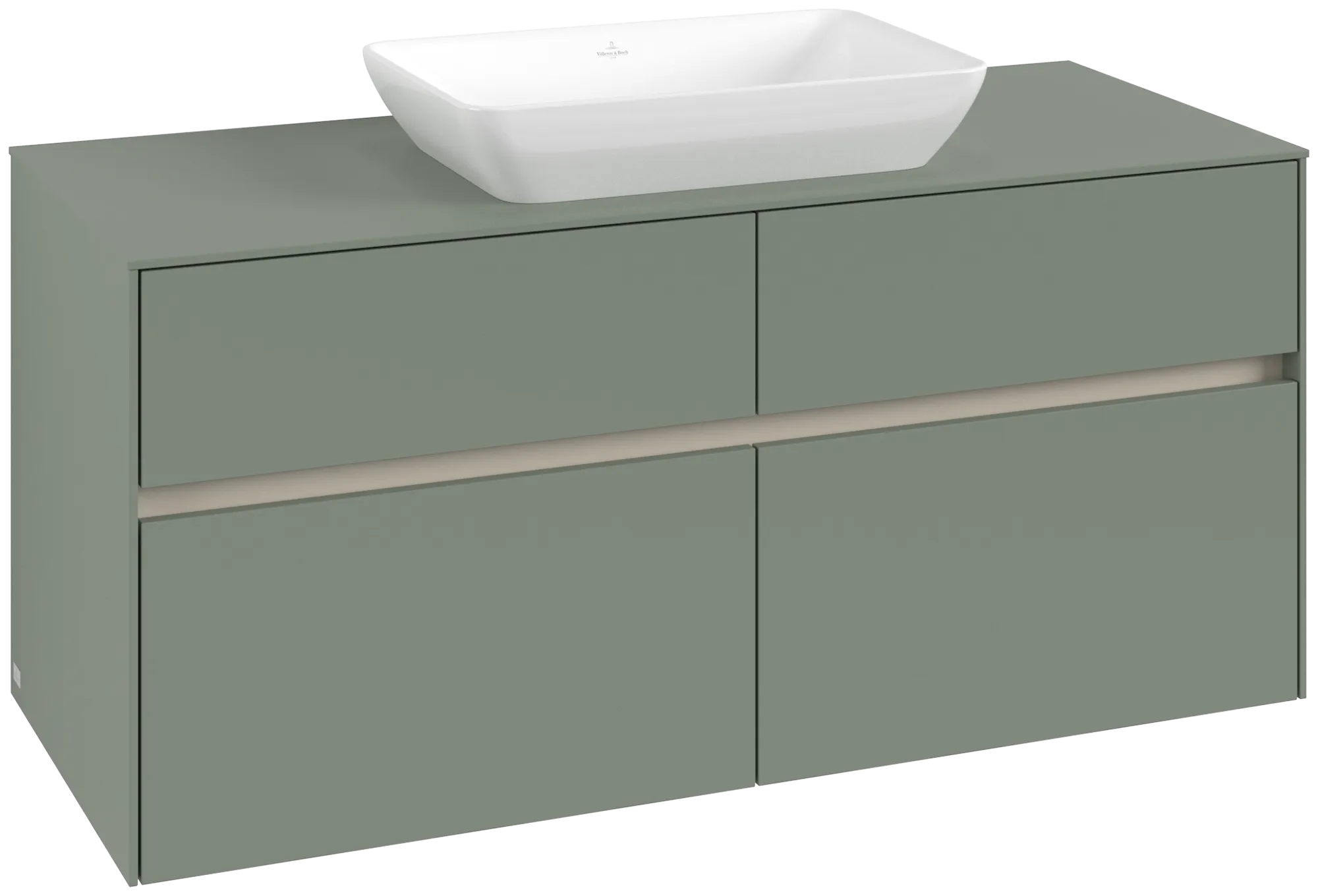 Villeroy & Boch Waschtischunterschrank „Collaro“ 1200 × 548 × 500 mm Soft Green, ohne Beleuchtung, für Becken mittig Villeroy & Boch Waschtischunterschrank „Collaro“ 1200 × 548 × 500 mm Soft Green, ohne Beleuchtung, für Becken mittig