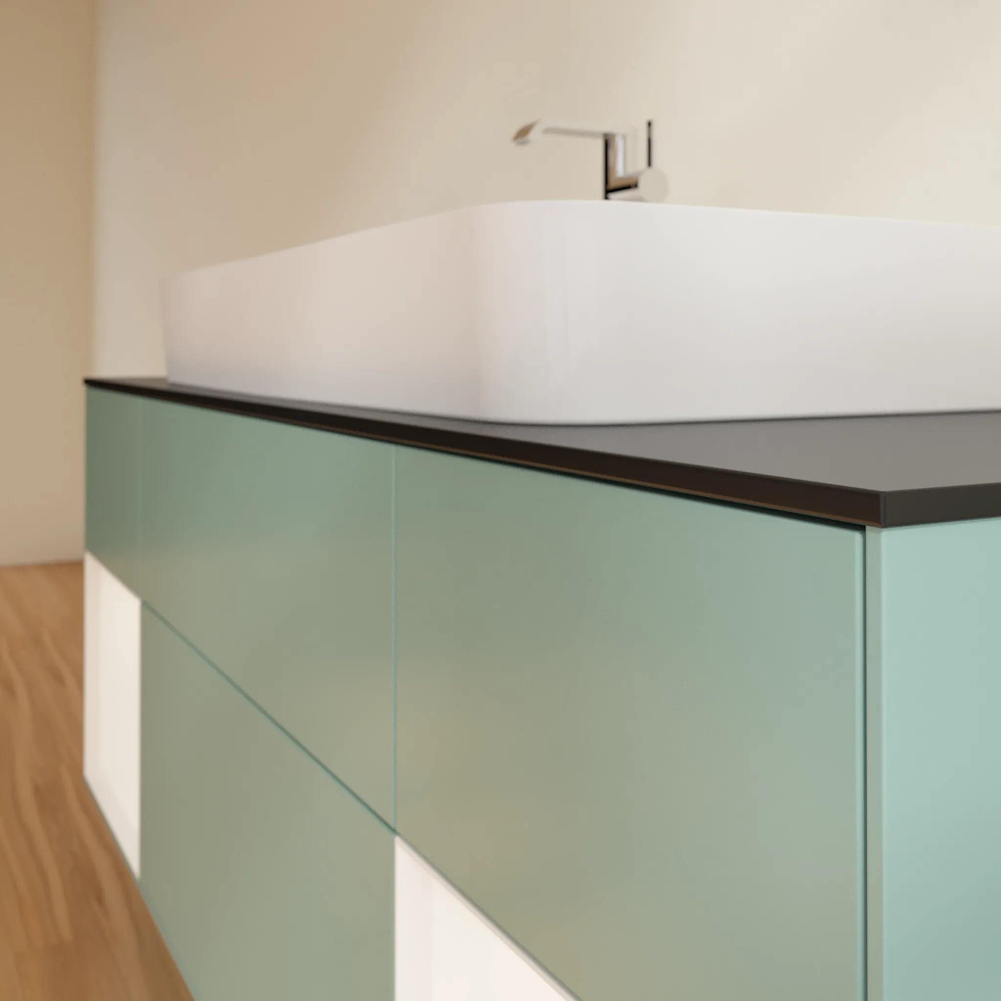 Villeroy & Boch Waschtischunterschrank „Finion“ für Schrankwaschtisch 1600 × 603 × 501 mm Olive Matt Lacquer, für Becken mittig Villeroy & Boch Waschtischunterschrank „Finion“ für Schrankwaschtisch 1600 × 603 × 501 mm Olive Matt Lacquer, für Becken mittig