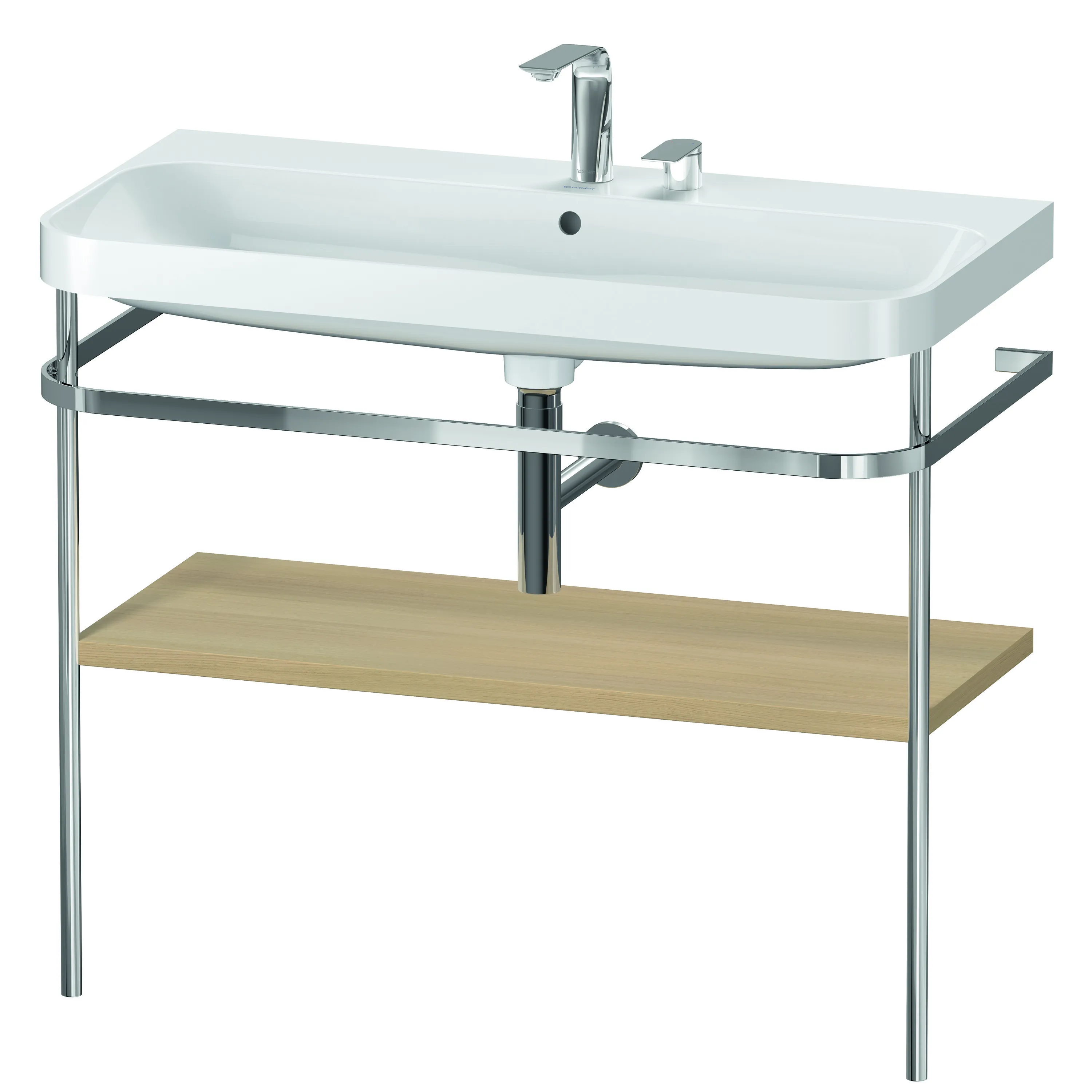 Duravit Waschtischunterschrank c-shaped Set mit Metallkonsole „Happy D.2 Plus“ 97,5 × 85 × 49 cm in Mediterrane Eiche