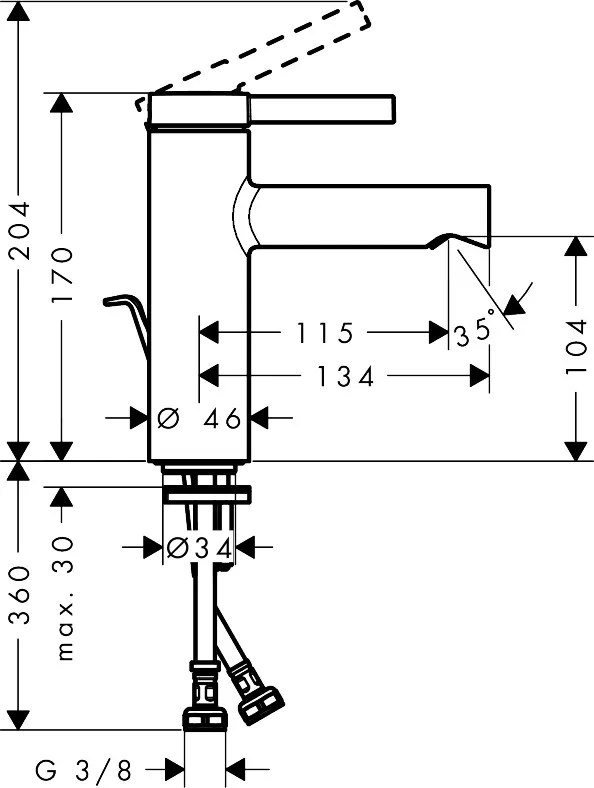 Waschtischarmatur „Zesis S“ Ausladung 115 mm in Mattschwarz