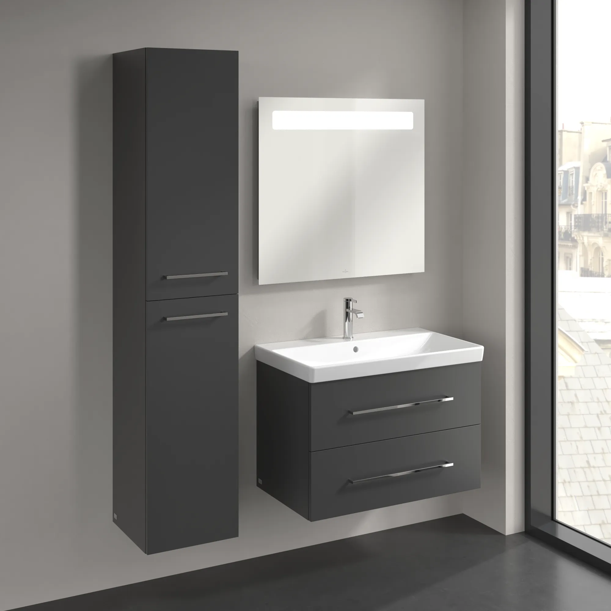 Villeroy & Boch Avento Hochschrank A89400, 350x1760x404mm, links angeschlagen, Graphite