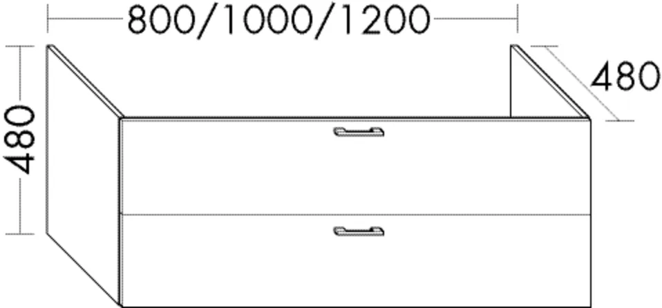 Waschtischunterschrank Sys30 von burgbad - 1.200 mm breit, 480 mm hoch, 480 mm tief, 1 Schublade oben (300 mm), 1 Auszug unten (350 mm)