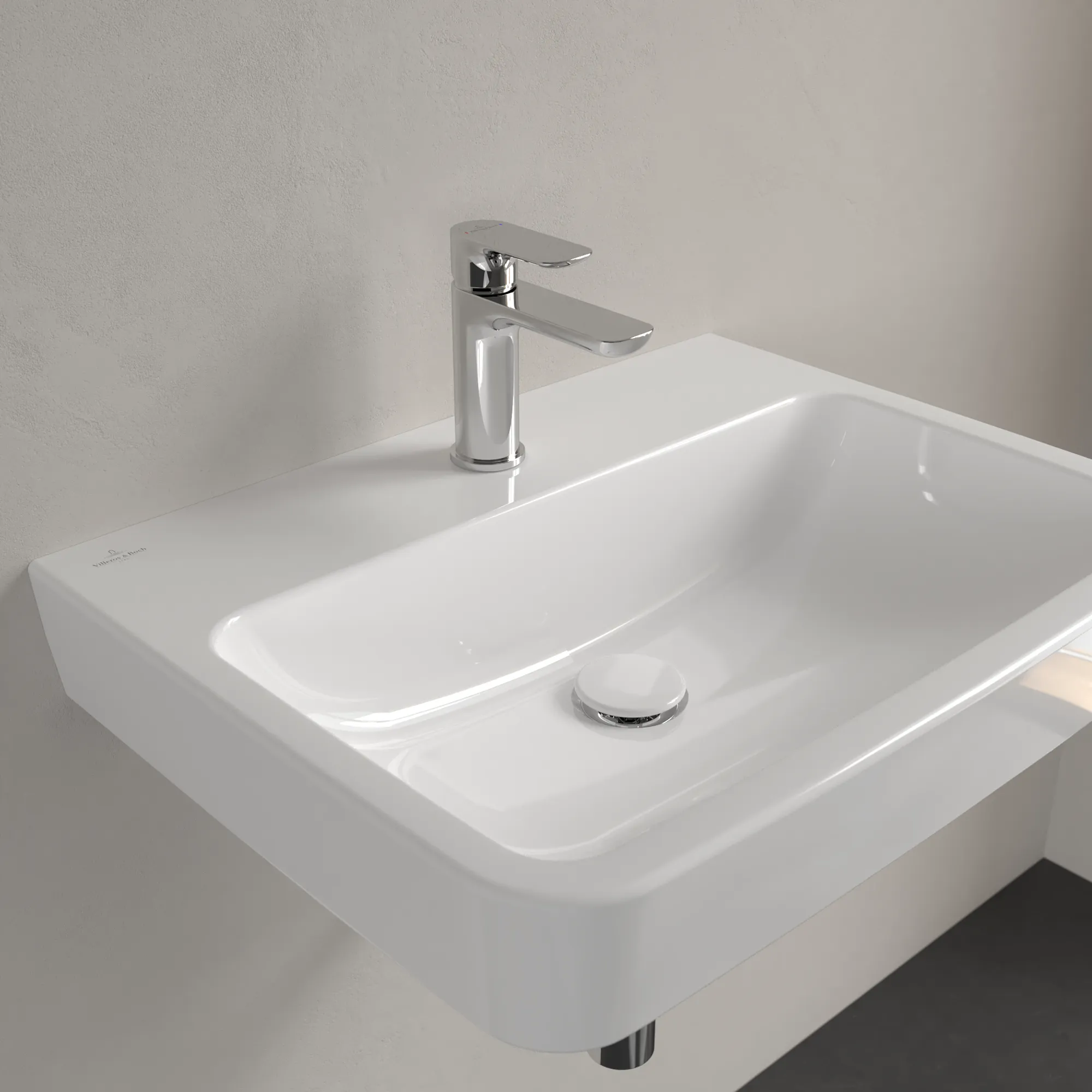 Villeroy & Boch Einbau-/Aufsatz Wandwaschtisch geschliffen „O.novo“ 600 × 460 × 175 mm, für Becken mittig, mit Hahnlochbohrung, Hahnlochposition mittig in Weiß Alpin Villeroy & Boch Einbau-/Aufsatz Wandwaschtisch geschliffen „O.novo“ 600 × 460 × 175 mm, für Becken mittig, mit Hahnlochbohrung, Hahnlochposition mittig in Weiß Alpin