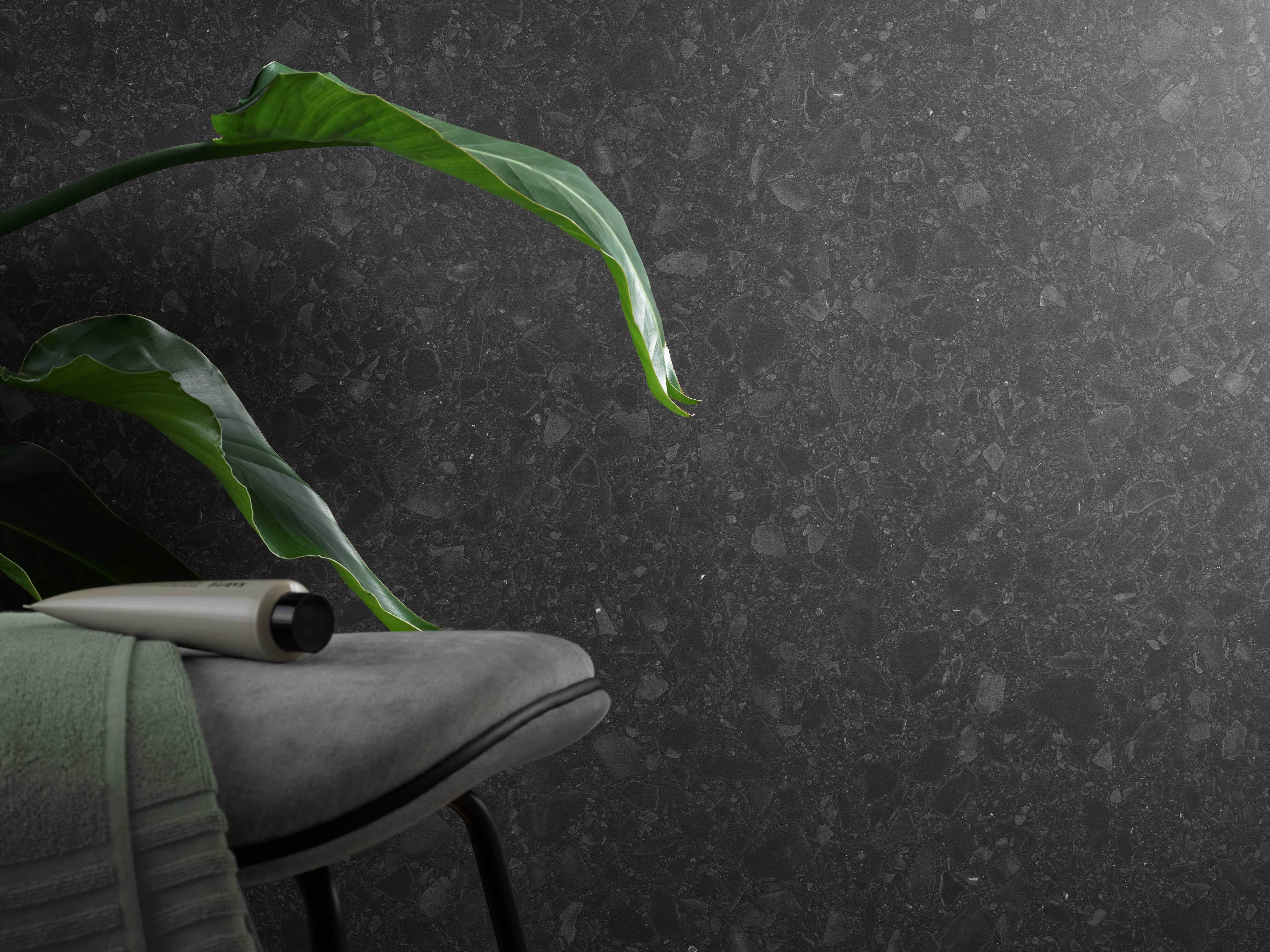 HSK Wandverkleidung „RenoDeco“ 1000 × 2550 mm Seidenmatt, Terrazzo, Anthrazit HSK Wandverkleidung „RenoDeco“ 1000 × 2550 mm Seidenmatt, Terrazzo, Anthrazit