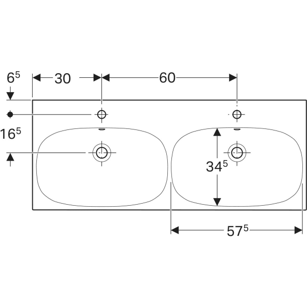 Wandwaschtisch „Acanto“, rechteckig 120 × 48,2 cm in weiß alpin