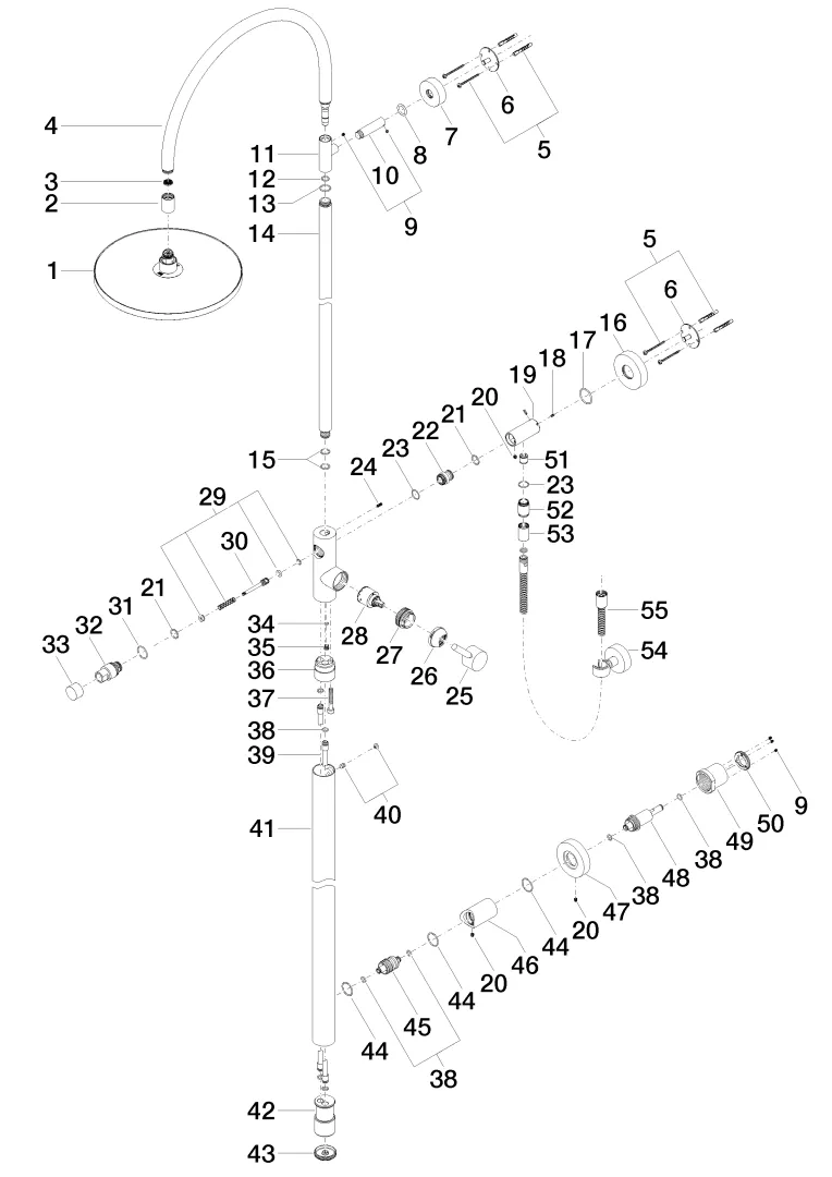 Duschstele mit Brause-Einhandbatterie ohne Handbrause SERIENSPEZIFISCH Chrom 26024661 Duschstele mit Brause-Einhandbatterie ohne Handbrause SERIENSPEZIFISCH Chrom 26024661
