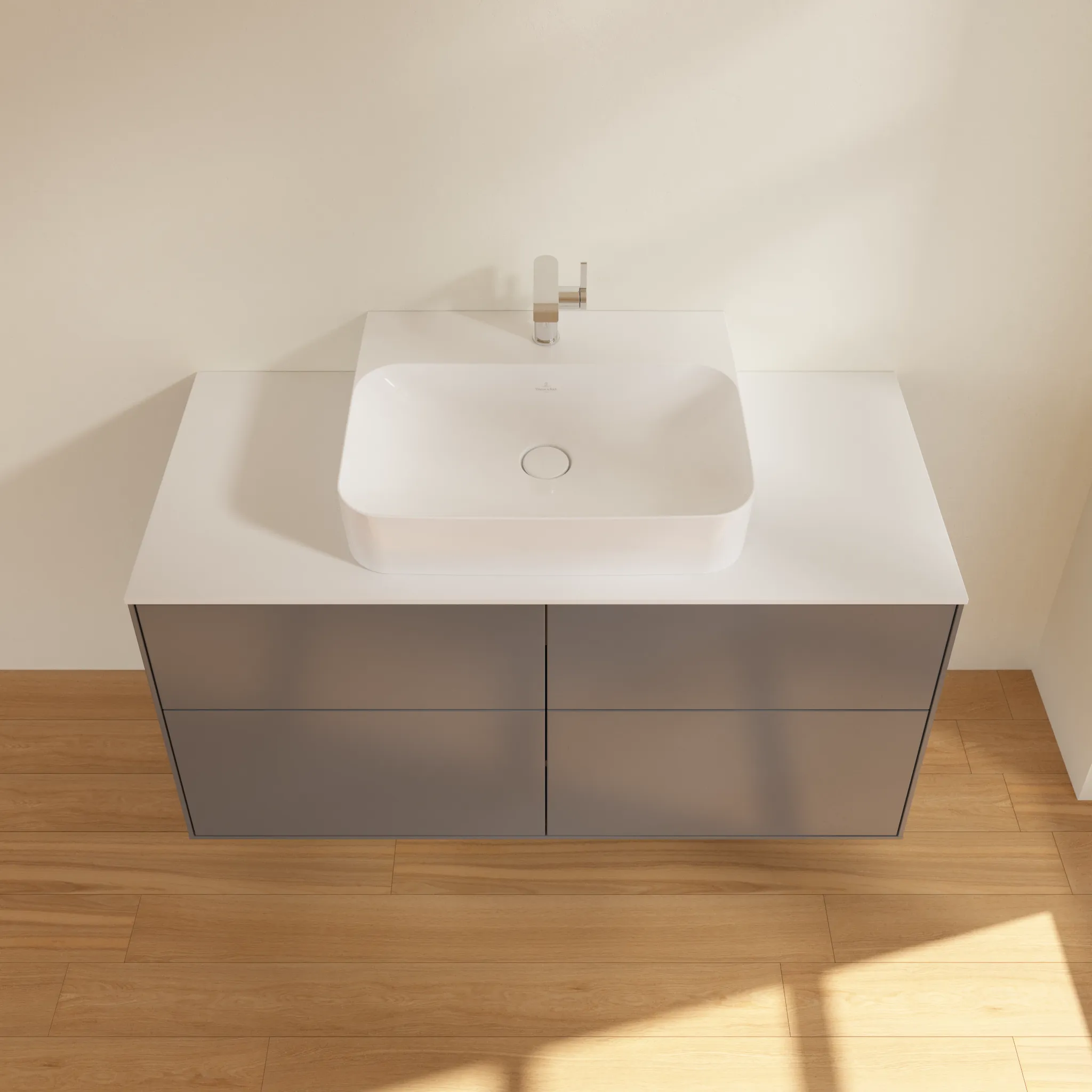 Villeroy & Boch Waschbeckenunterschrank Finion G13, 1200x603x501mm, anthrazit matt lackiert / glass white matt