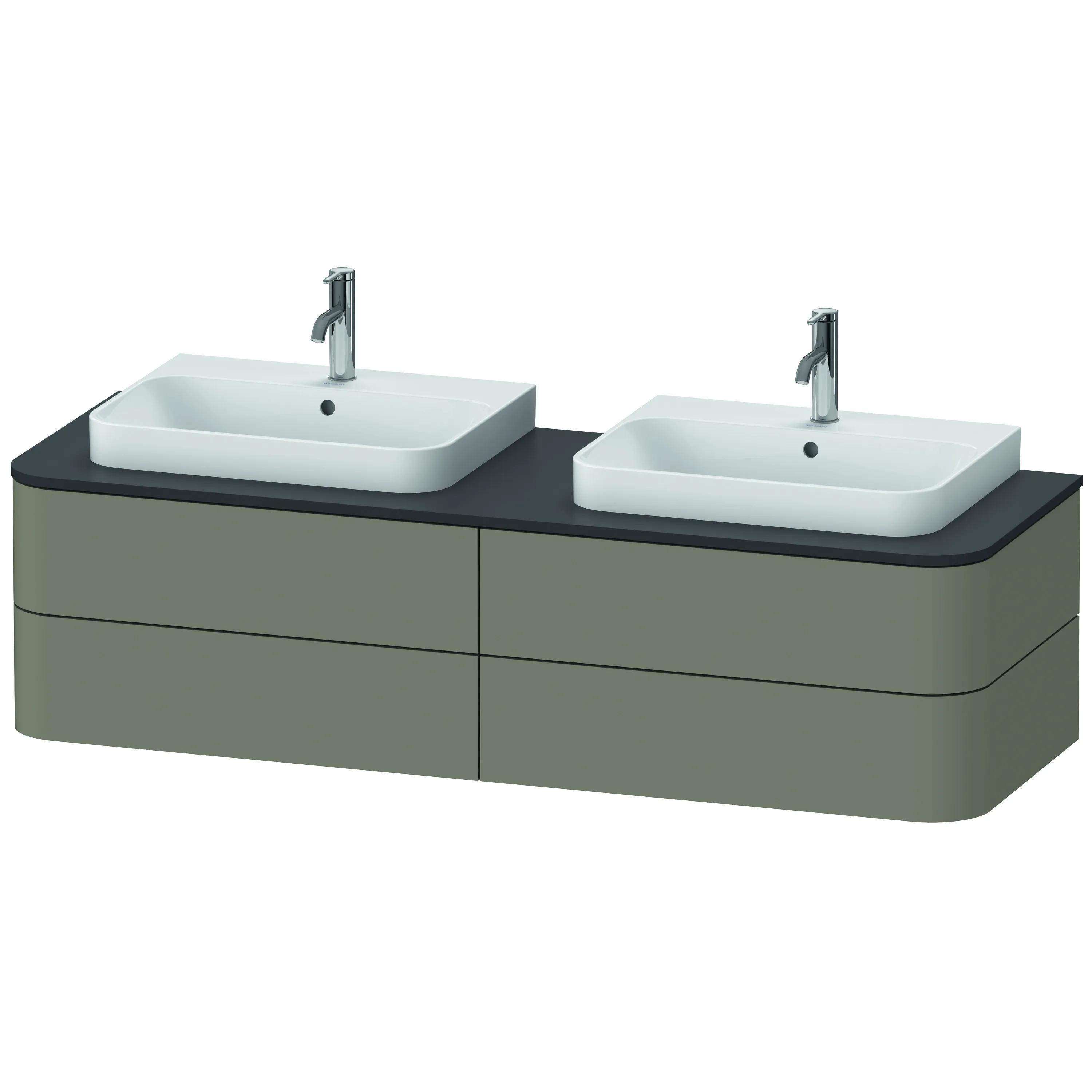 Duravit Waschtischunterschrank wandhängend „Happy D.2 Plus“ 160 × 40,8 × 55 cm Steingrau Seidenmatt