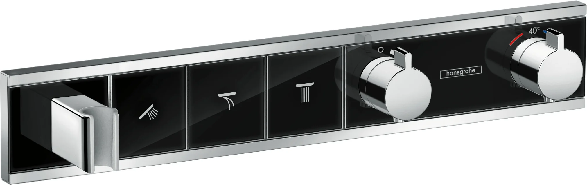 Hansgrohe RainSelect Thermostat Unterputz, schwarz/chrom, 3 Verbraucher, mit integriertem Brausehalter