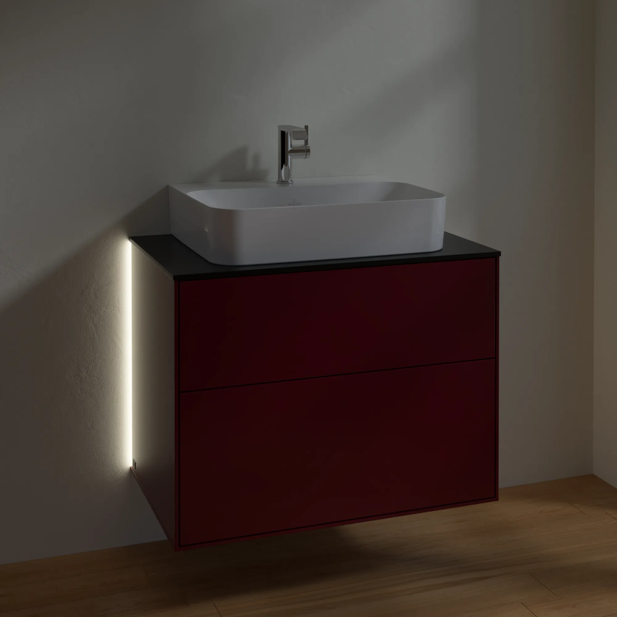 Villeroy & Boch Waschbeckenunterschrank Finion G09, 800x603x501 mm, Peony Matt Lacquer, mit Beleuchtung und Push-to-open Funktion Villeroy & Boch Waschbeckenunterschrank Finion G09, 800x603x501 mm, Peony Matt Lacquer, mit Beleuchtung und Push-to-open Funktion