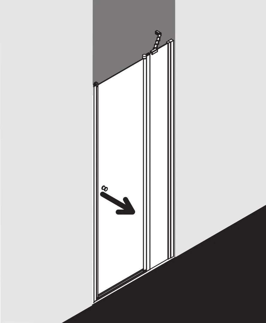 Kermi Duschdesign IBIZA 2000 Schwingtür mit Festfeld, 1750x750 mm, Silber Mattglanz