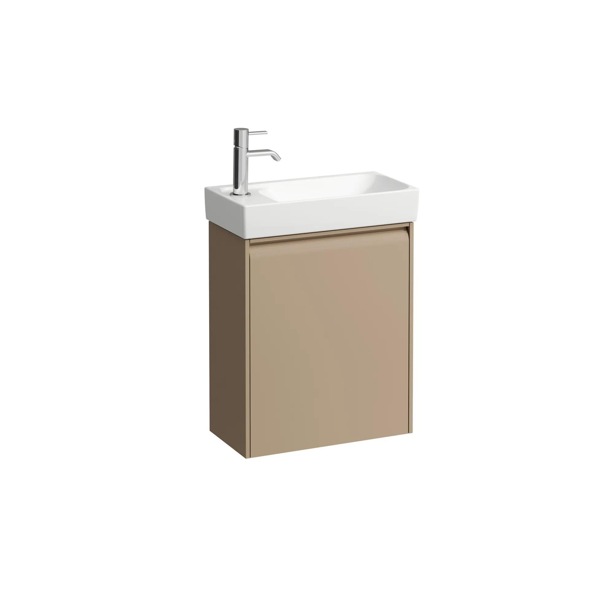 Waschtischunterbau MEDA 222x437x515 1Tür Scharnier links integrierte Griffleiste für Waschtisch H815114 weiß matt