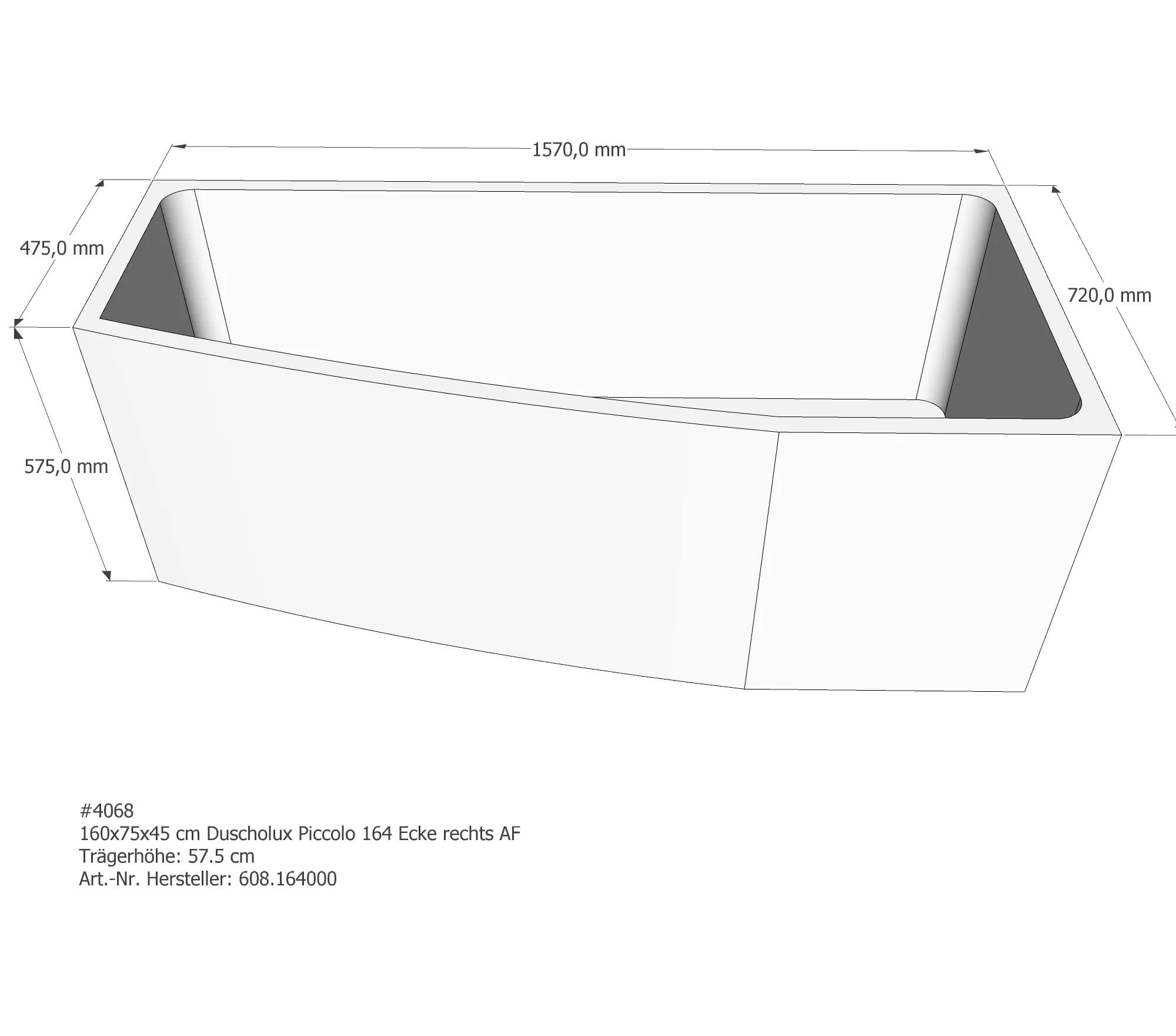 Badewannenträger passend für Duscholux Piccolo 160 × 75 × 45 cm Badewannenträger passend für Duscholux Piccolo 160 × 75 × 45 cm