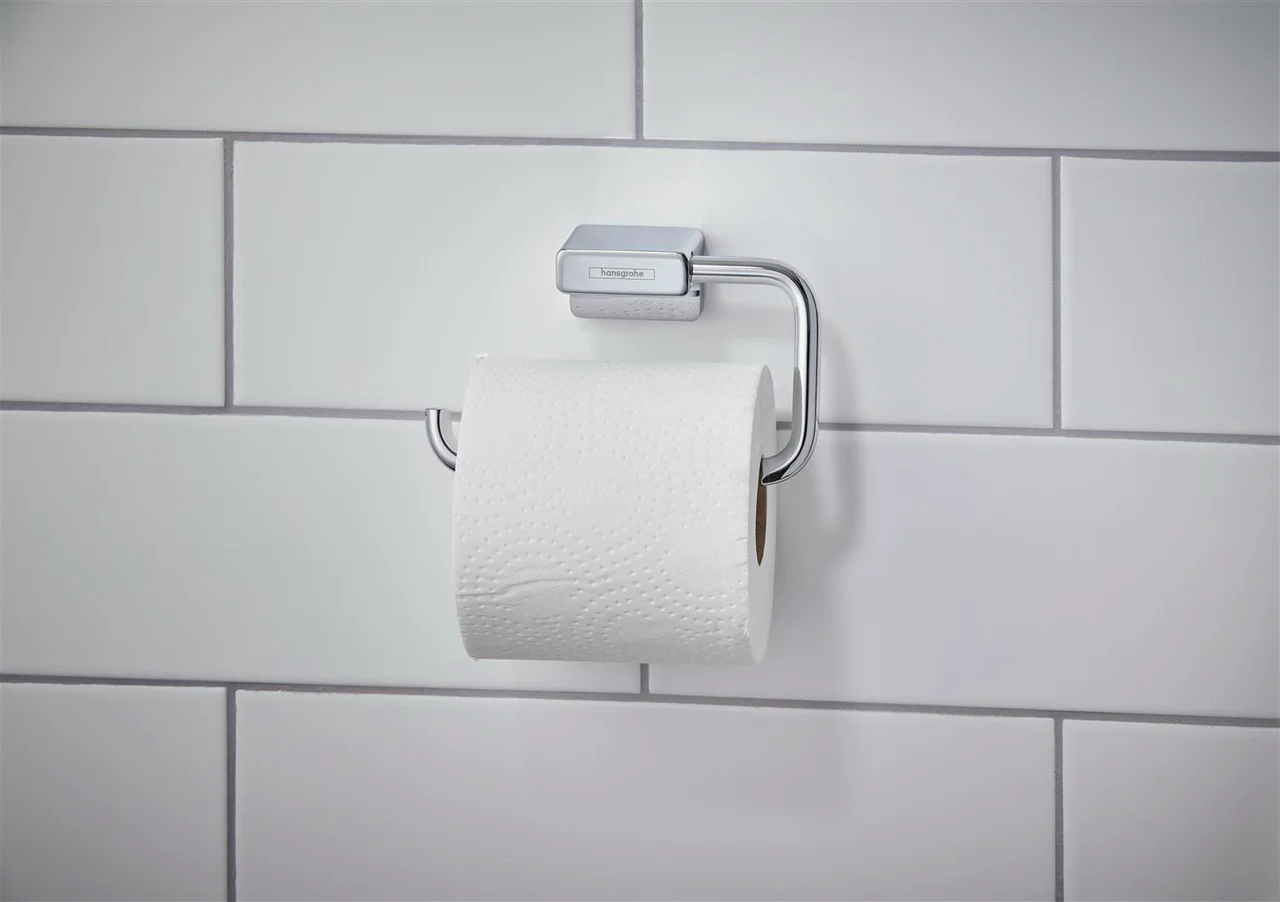 Hansgrohe AddStoris Q Toilettenpapierhalter, Chrom, Wandmontage mit verdeckter Befestigung, Bohrabstand 26 mm, Bohrloch-Durchmesser 6 mm Hansgrohe AddStoris Q Toilettenpapierhalter, Chrom, Wandmontage mit verdeckter Befestigung, Bohrabstand 26 mm, Bohrloch-Durchmesser 6 mm