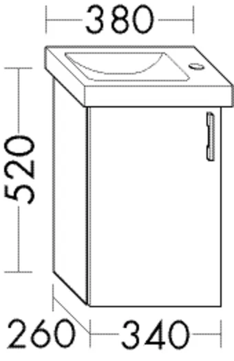 Waschtischunterschrank Sys30 von burgbad – passend zu Geberit Icon Light, 1 Tür, 340 mm breit, 260 mm tief, 520 mm hoch