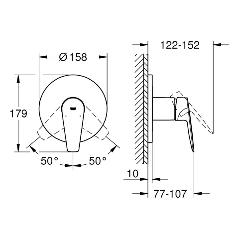 Grohe BauEdge Einhand-Brausebatterie, ½, chrom Grohe BauEdge Einhand-Brausebatterie, ½, chrom