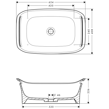 Waschschüssel Axor Urquiola oval 625mm