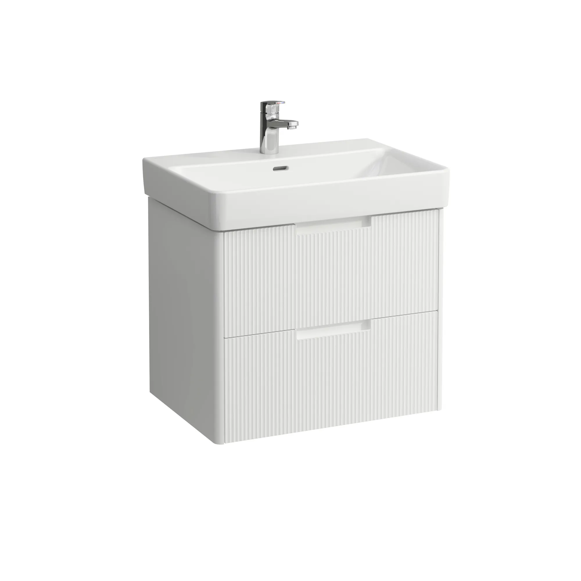 Waschtischunterbau JUNA für PRO S 446x621x515 2 Schubladen mit Griffmulde für Waschtisch H810964 weiß matt