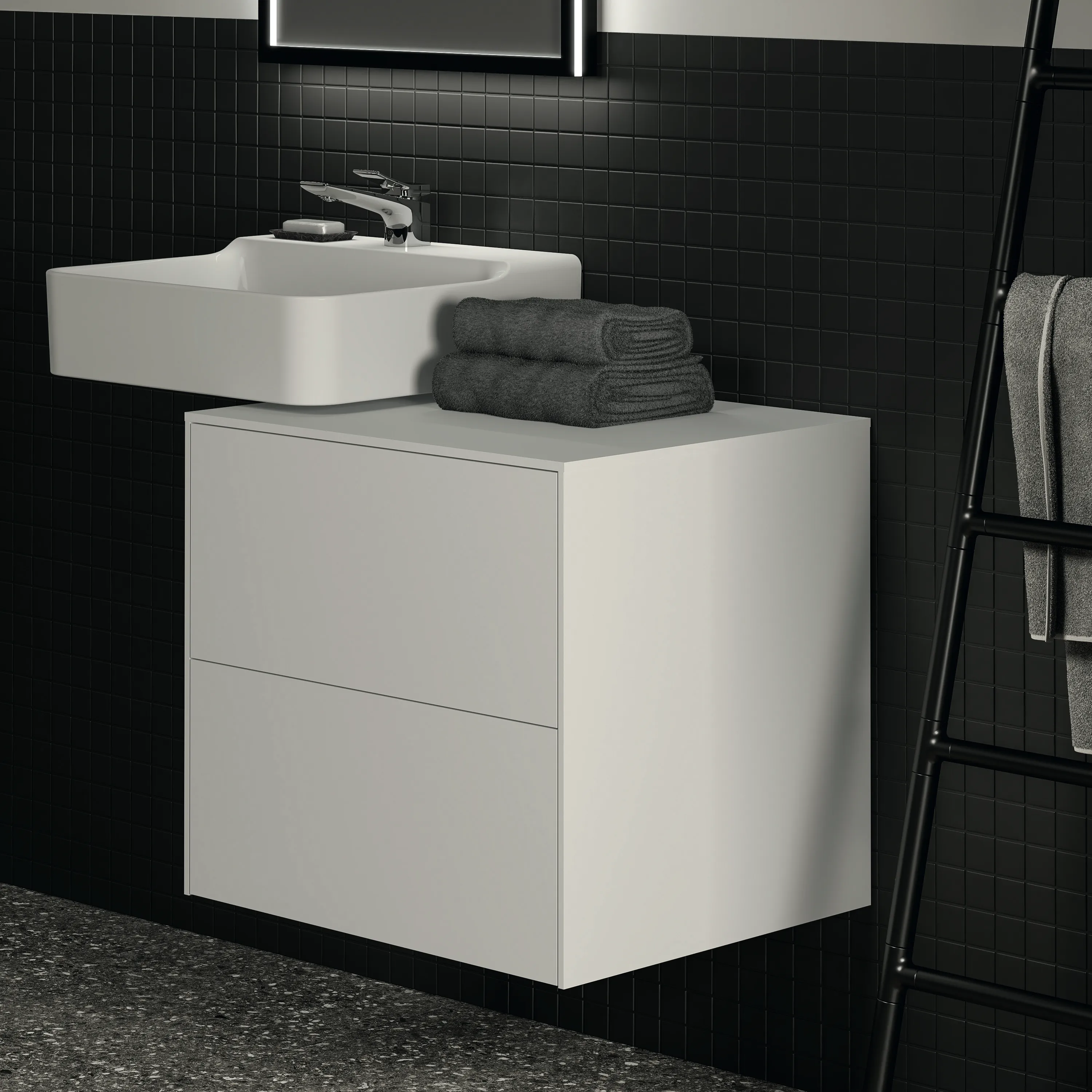 Ideal Standard Waschtischunterschrank „Conca“ 60,2 × 55 × 50,5 cm Weiß matt lackiert Ideal Standard Waschtischunterschrank „Conca“ 60,2 × 55 × 50,5 cm Weiß matt lackiert