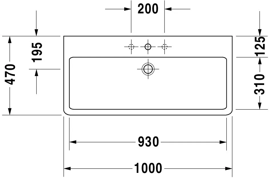 Wandwaschtisch „Vero“, mit Überlauf, Hahnlochposition mittig Wandwaschtisch „Vero“, mit Überlauf, Hahnlochposition mittig